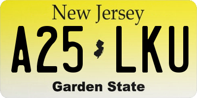 NJ license plate A25LKU