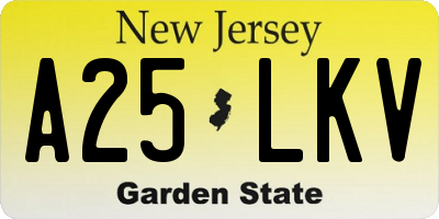 NJ license plate A25LKV