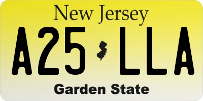 NJ license plate A25LLA