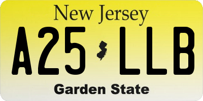 NJ license plate A25LLB