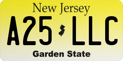 NJ license plate A25LLC