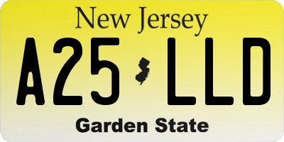 NJ license plate A25LLD