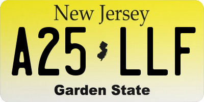 NJ license plate A25LLF