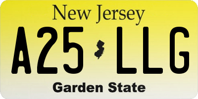 NJ license plate A25LLG