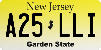 NJ license plate A25LLI