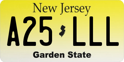 NJ license plate A25LLL