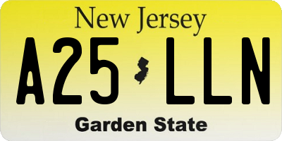NJ license plate A25LLN