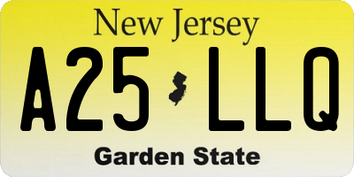 NJ license plate A25LLQ