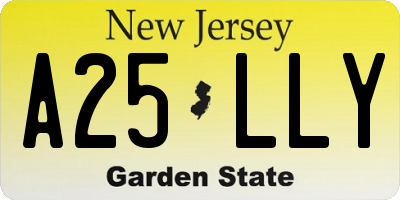 NJ license plate A25LLY