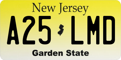 NJ license plate A25LMD