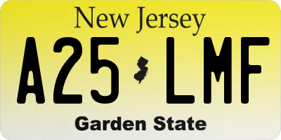 NJ license plate A25LMF