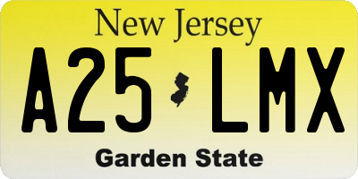 NJ license plate A25LMX