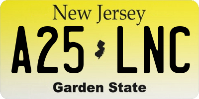 NJ license plate A25LNC