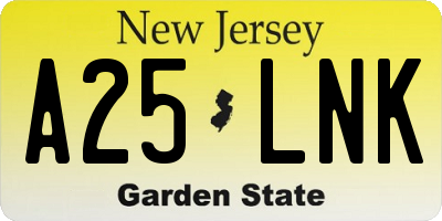 NJ license plate A25LNK