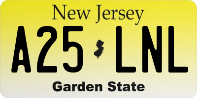 NJ license plate A25LNL