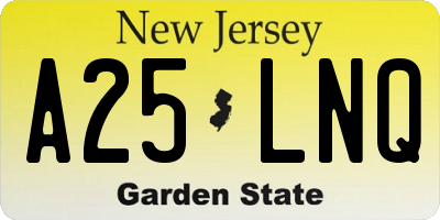 NJ license plate A25LNQ