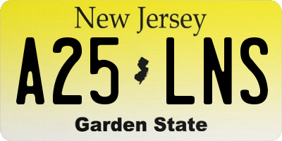 NJ license plate A25LNS