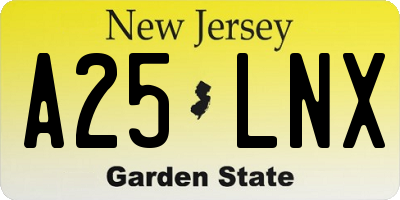 NJ license plate A25LNX