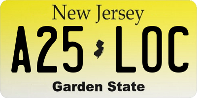 NJ license plate A25LOC