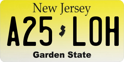 NJ license plate A25LOH