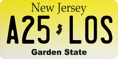 NJ license plate A25LOS
