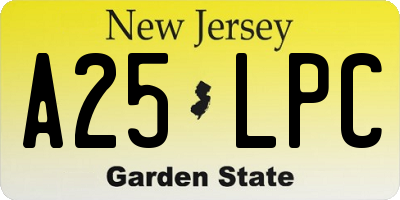 NJ license plate A25LPC