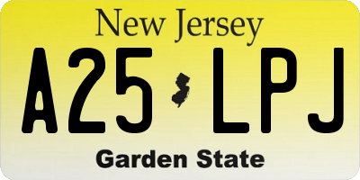 NJ license plate A25LPJ