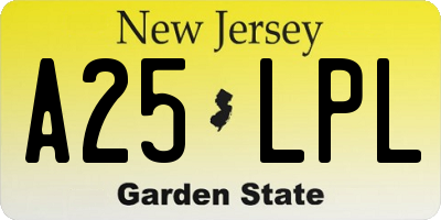 NJ license plate A25LPL