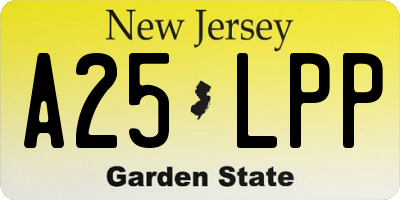 NJ license plate A25LPP