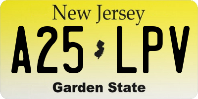 NJ license plate A25LPV