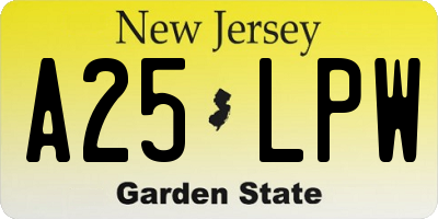 NJ license plate A25LPW
