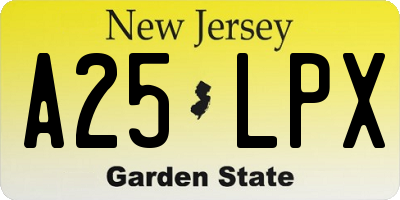 NJ license plate A25LPX