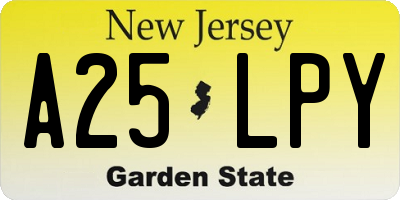 NJ license plate A25LPY