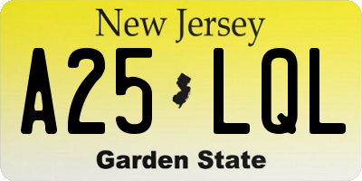 NJ license plate A25LQL