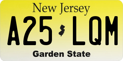 NJ license plate A25LQM