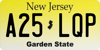 NJ license plate A25LQP