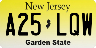 NJ license plate A25LQW