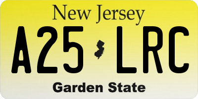 NJ license plate A25LRC