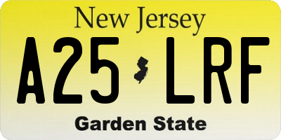 NJ license plate A25LRF