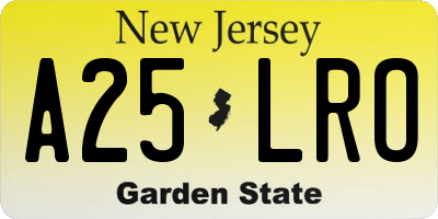 NJ license plate A25LRO