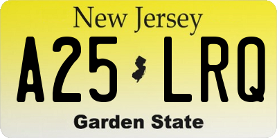 NJ license plate A25LRQ