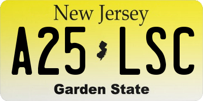 NJ license plate A25LSC