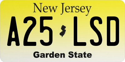 NJ license plate A25LSD