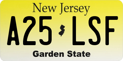 NJ license plate A25LSF