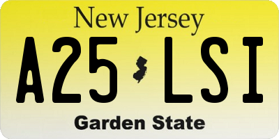NJ license plate A25LSI
