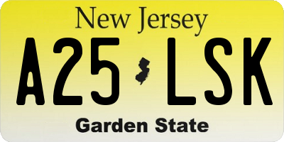 NJ license plate A25LSK
