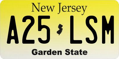 NJ license plate A25LSM