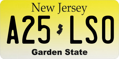 NJ license plate A25LSO