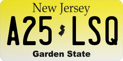 NJ license plate A25LSQ