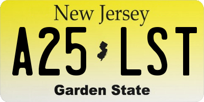 NJ license plate A25LST